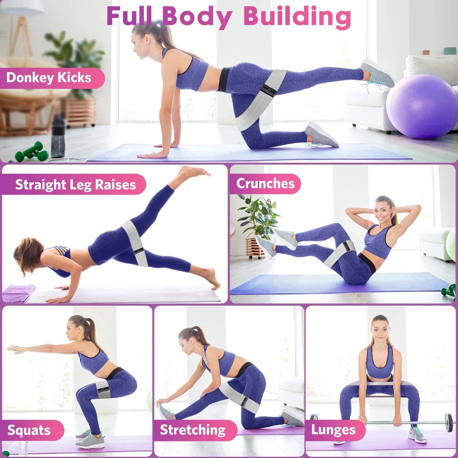 Fabric Resistance Hip Bands for Glutes & Thighs